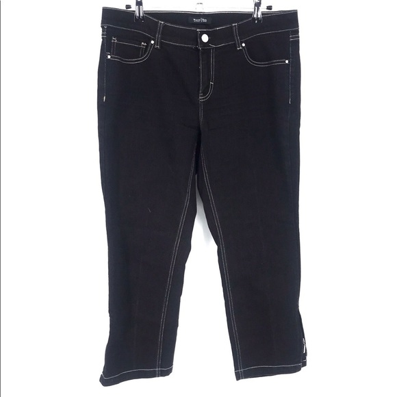 WHBM Noir Black Ankle Zip Capri Jeans - Picture 2 of 6